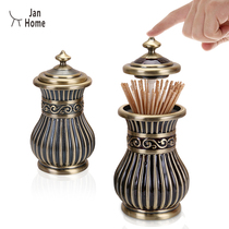 JanHome press type toothpick cylinder high-end retro palace European metal sterling silver copper exquisite Toothpick can box Cup