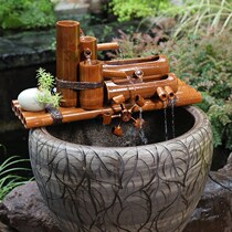 The high bamboo water flow device creative water scene filter bamboo tube flowing water entrance hall stone groove humidification water circulation ornaments