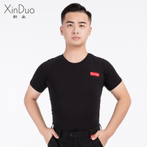 New Duo modern dance clothes mens jacket national standard dance Latin dance clothes summer new round neck short sleeve dance practice clothing