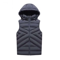 Spring and Autumn Down Cotton Mens Warm Vest Leisure Winter Removable Hat