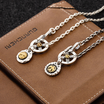 S925 sterling silver too corner chain Hawk hook feather retro silver chain tide men and women fashion personality punk silver necklace