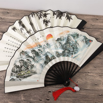 10 inch folding fan Chinese style gift male fan domineering Bundy ancient style folding fan custom large silk fan De Yunshe fan