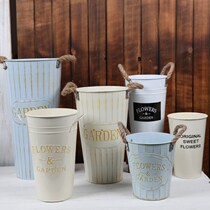 Flowers Bucket Awakening Bucket Retro Barrels Retro Iron Art Vases Bubble Flowers Inserts Dry Flower Silo Flowers Shop Home Floral Decorations Large Flower Pots