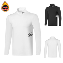 Plus velvet warm quick-drying golf clothing mens breathable sports outdoor long-sleeved bottoming shirt top round neck T-shirt