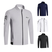Winter plus velvet golf clothing mens trench coat windproof fleece outdoor sports casual jacket top