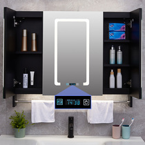 Smart mirror cabinet Black stainless steel hand washing toilet Bathroom toilet Wall-mounted storage defogging separate mirror cabinet