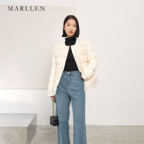 Marllen warm and cold high-end 90 white duck down gold buckle small fragrant tweed stitching down jacket