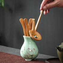 Tea Aisle Solid Wood Suit Bamboo Qigfu Tea Furniture Accessories Tea Art Tea Art Tool Tea Clip Needle Spoon
