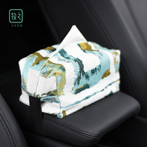 Nordic luxury car armrest box tissue box creative strap Net red paper box cloth art tissue cover car supplies
