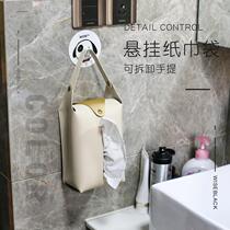Leather car tissue set hanging simple household tissue bag living room toilet pumping paper bag tissue box ins