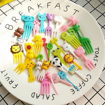 Fruit fork set fruit sticker plastic disposable two-tooth home eat fruit cake dessert fork snack small fork