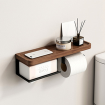 Japan ATNPQZ solid wood tissue box toilet punch-free wall-mounted tissue rack toilet roll paper shelf