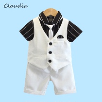 Boy host summer dress one year old boy clothes summer thin flower boy baby shirt suit shorts dress summer