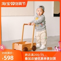 wookids baby baby children year old solid wood multifunctional toy Walker building block trolley Walker