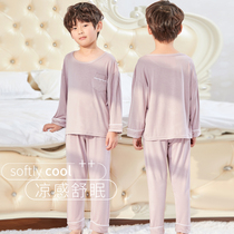 Modal childrens pajamas summer long sleeve middle school boy boy boy spring and autumn cotton home suit set autumn and winter