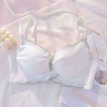 White underwear womens summer small chest gathered thin section of milk anti-sagging upper bracket latex rimless bra cover summer