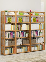 Simple bookshelf floor simple modern solid wood bookcase multi-layer table storage rack combination childrens shelf desktop
