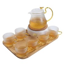 Fruit teapot set health Japanese luxury afternoon tea set heat-resistant glass flower tea cup candle heating tea stove