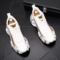 Hong Kong trendy brand leisure sports dad shoes mens 2021 summer new Korean version of all-match white shoes increased thick soleplate shoes