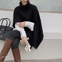 Shawl cloak women autumn and winter 2021 New hanwai high collar pullover wool knitted irregular sweater scarf