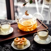 English Afternoon tea Tea set Cup and saucer European flower tea set Golden Elk set Ceramic Glass boiled fruit candle Teapot