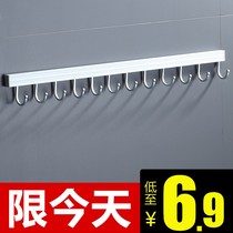 Punch-free kitchen adhesive hook hanging rod spoon shovel rack wall-mounted movable adhesive hook storage rack