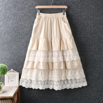 Japanese style  lace patchwork kawaii  layers long cake