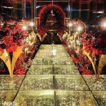 Host celebration Catwalk exhibition banquet proposal ktv conference wedding banquet booth filament glass stage Wedding Hall
