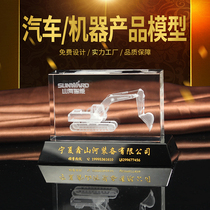 CICC excavator model custom-made souvenir crystal building souvenir 3d printing interior carving machine ornaments customization