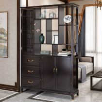 New Chinese style entrance cabinet Shoe cabinet One wall Living room foyer cabinet Double-sided partition cabinet Room cabinet Full solid wood wine cabinet