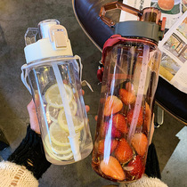 Large kettle Large cup Large capacity 2000ml simple straw cup Adult large men and women fitness sports water