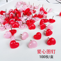 100 heart-shaped pushpins I-shaped nails Photo wall pushpins creative cute peach heart cork pushpins love pushpins