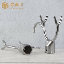Clothes fork head metal stainless steel integrated fork head can hang clothes rod push-pull hook hanger support clothes rod