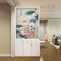 Art Glass Customised Steel New Screen Living Room Genguan Frosted Light Transmission Painted bifacial 2022 lotus rhyme