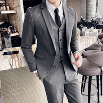 Rich Bird Korean Mens Business Leisure Slim Suit Set Hairdresser Suit Three Piece Wedding Dress Tide