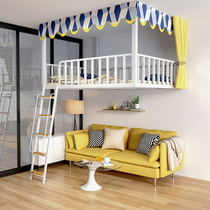 Provincial space Double apartment Loft bed Wrought iron student dormitory Childrens loft-style elevated sheets Upper iron frame bed