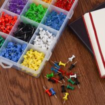 Value-added 600 pieces box 12-color mixed color I-shaped nail pushpin press nail Big tack cork board photo wall nail