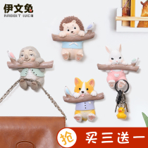 Creative cartoon small animal door clothes adhesive hook cute key storage rack decoration cute shelf