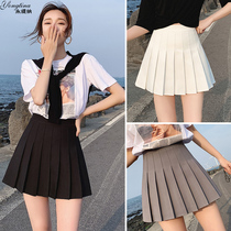 White pleated skirt short skirt Womens summer skirt xs anti-light black a-line skirt College gray skirt jk skirt