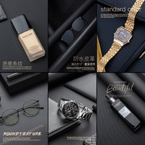 Black texture photography live background cloth PU leather photo shoot still life products baby watch glasses props