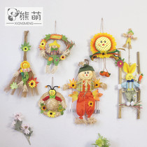 Creative straw doll hanging ornaments kindergarten air decoration idyllic straw weaving childrens room wall hanging
