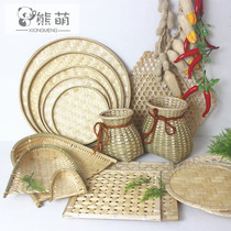 Kindergarten hanging corridor Handmade bamboo woven fish basket painting dustpan painting Forest department decoration creative 24 solar terms hanging