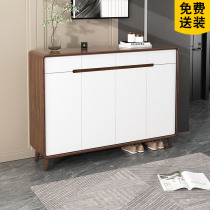New solid wood shoe cabinet household door light luxury home large capacity door high-end balcony entrance cabinet simple and modern