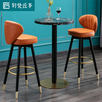 Light luxury solid wood rotating bar chair American leather backrest bench Nordic Net red bar chair modern simple home