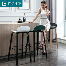 Nordic fashion bar chair net red bar household bar stool Modern simple solid wood white Danish high stool