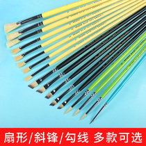 Blak gouache brush Single acrylic nylon hook line brush Art student art examination joint examination Fan-shaped watercolor color pen Pigment pen Special brush for childrens beginner students