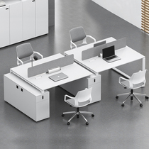 Staff desk 6-person white simple screen station Office computer table and chair combination Four-person furniture