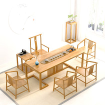 Tea table and chair combination modern new Chinese Kung Fu Zen Big Board whole board log tea table tea table solid wood tea table