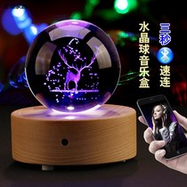 Crystal ball wooden music box Music box creative diy girl heart birthday gift girls send girls children