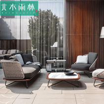 Beimu rainforest outdoor rattan sofa chair three-person outdoor courtyard waterproof sunscreen leisure hotel B & B terrace combination